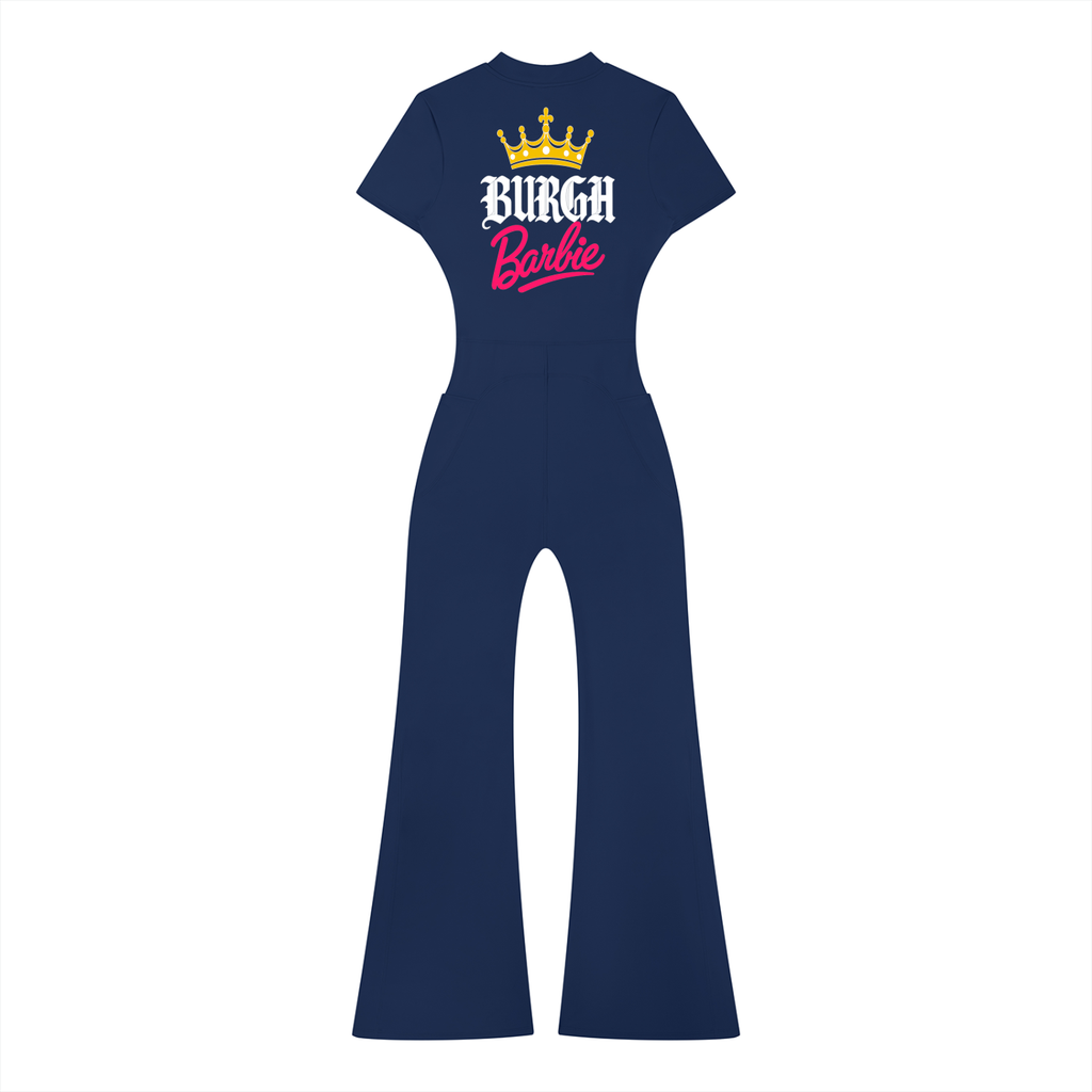 Women’s Tight Flared Leg Quarter-Zip Jumpsuit