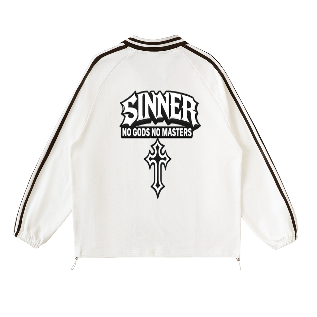 Vintage Sinner Striped Lapel Collar Sweatshirt