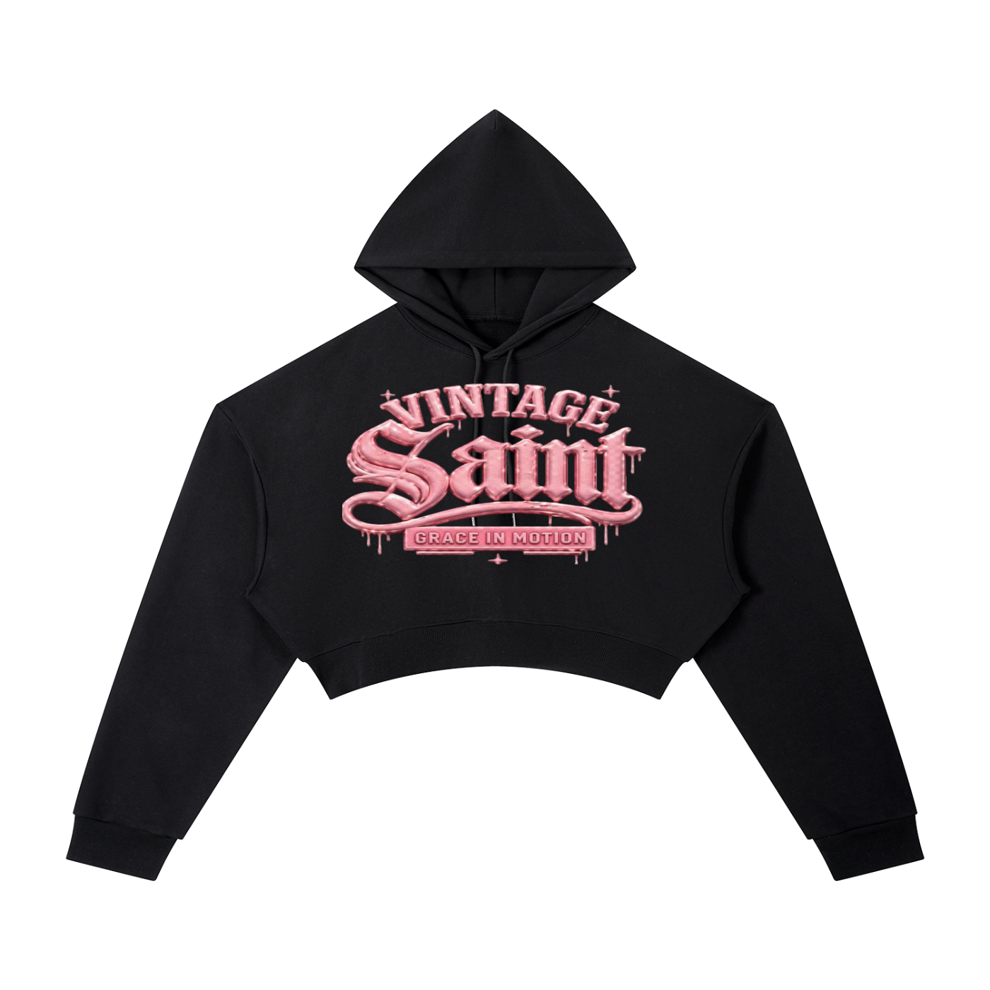 Vintage Saint Cropped Hoodie