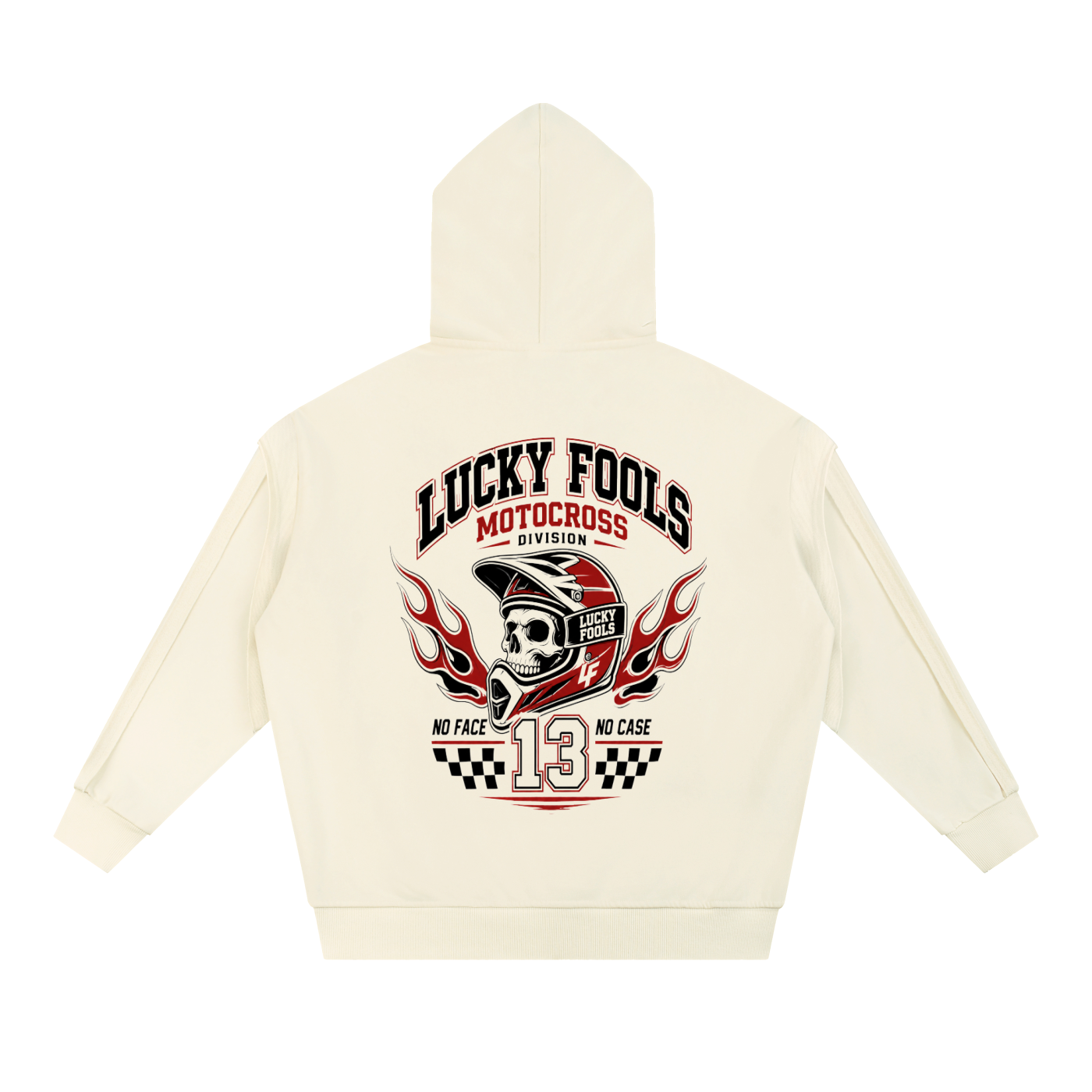 Contrast Tape Raw Edge Double Layered Zip Hoodie
