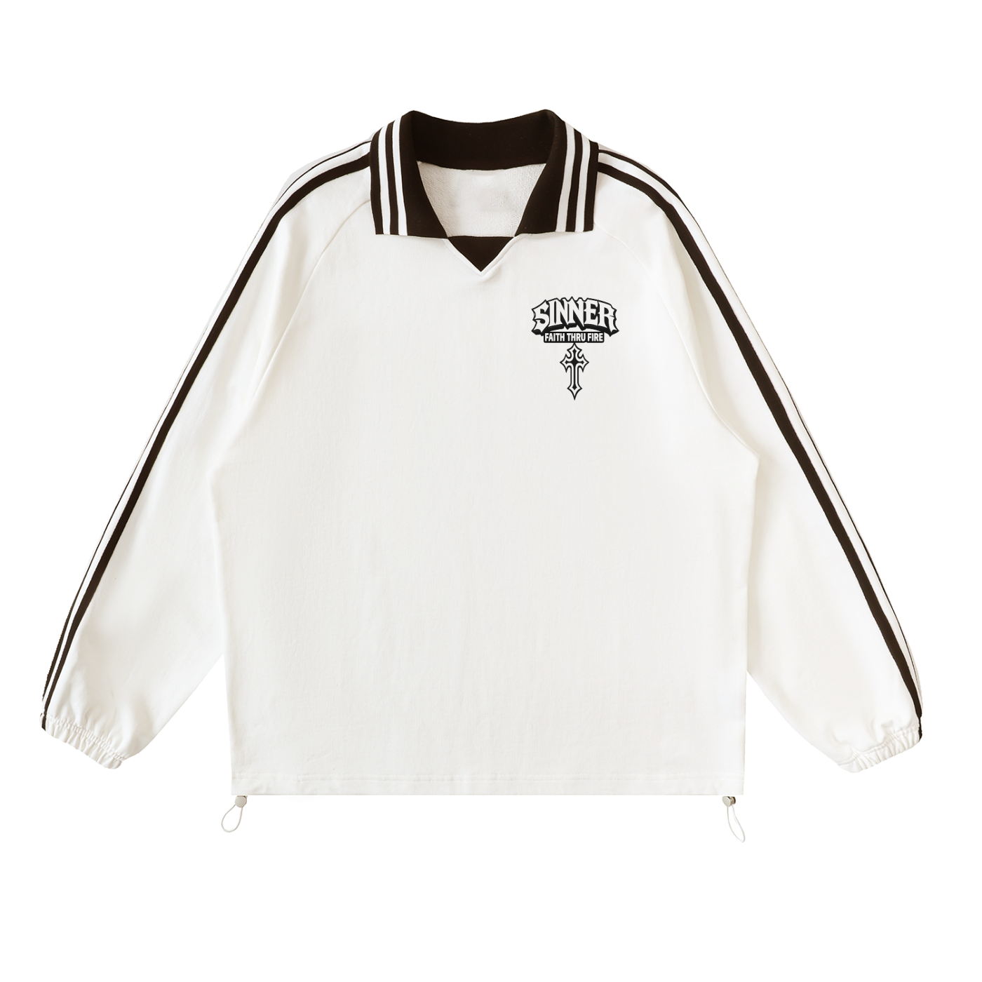 Vintage Sinner Striped Lapel Collar Sweatshirt