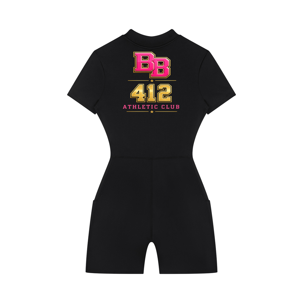 Women's Quarter-Zip Short Sleeve Romper
