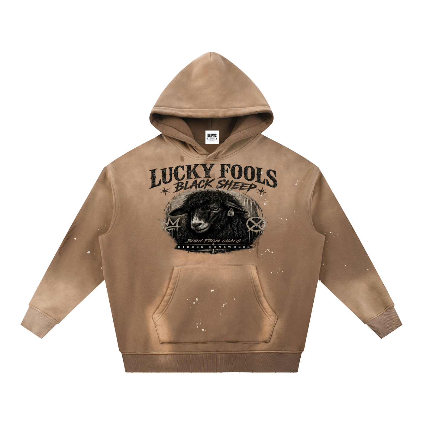 Vintage Washed Frayed Fleece Hoodie