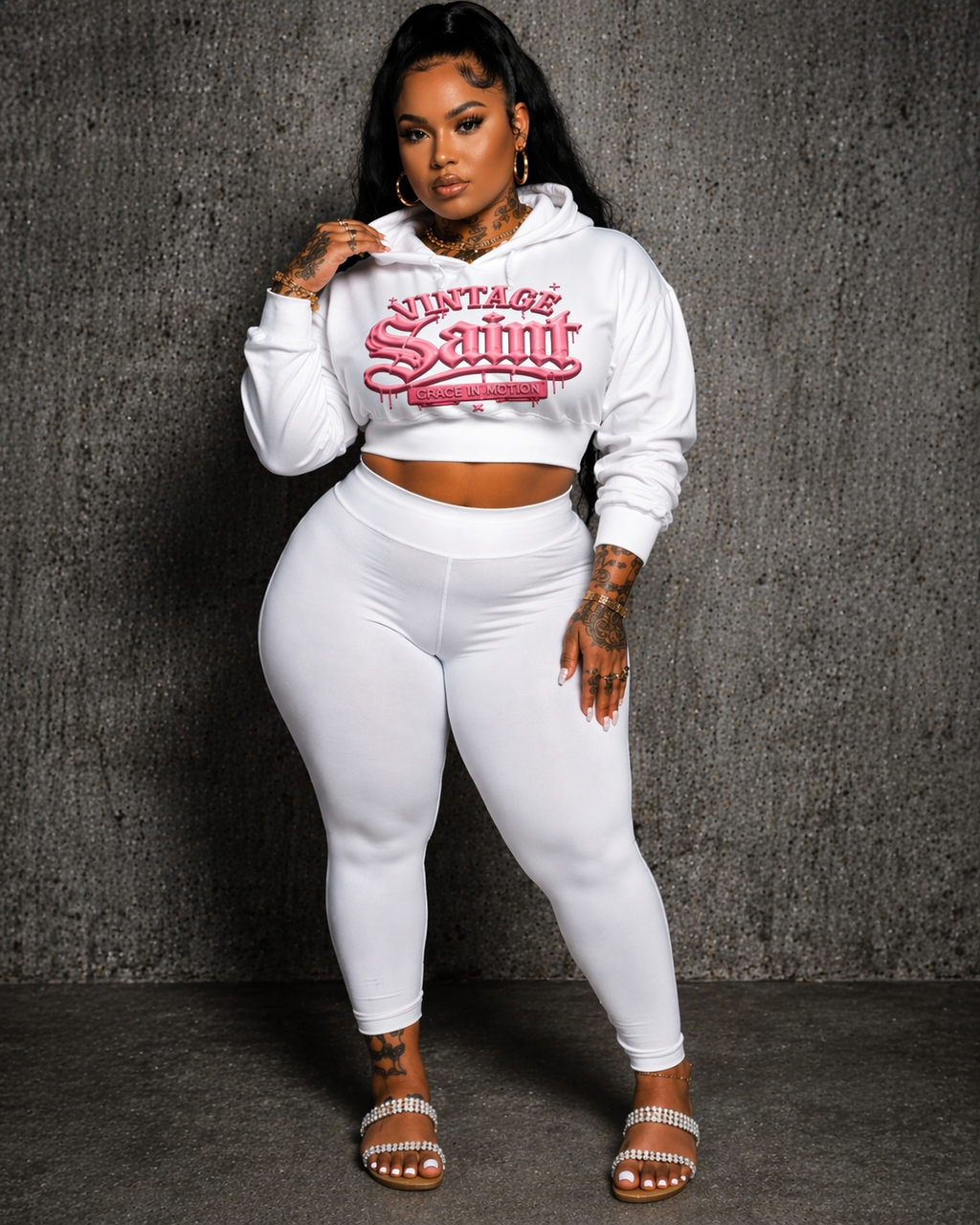 Vintage Saint Cropped Hoodie